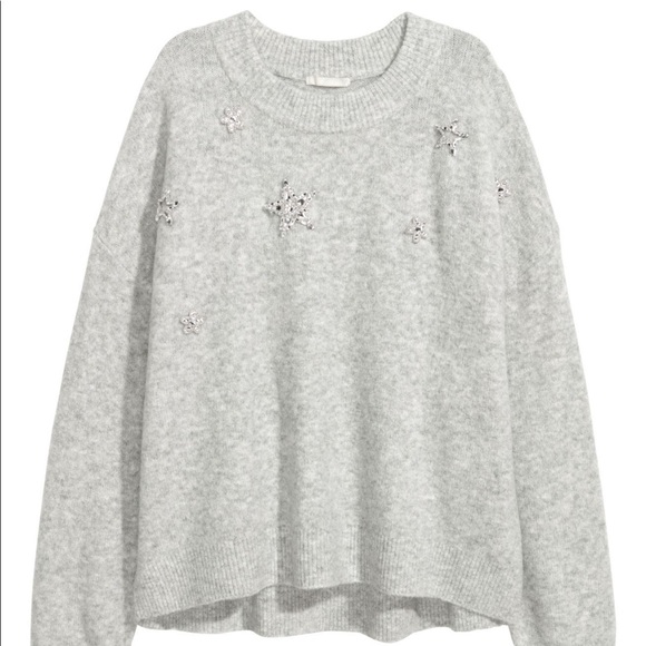 H&M Beaded Grey Star Sweater - size S - Picture 4 of 5